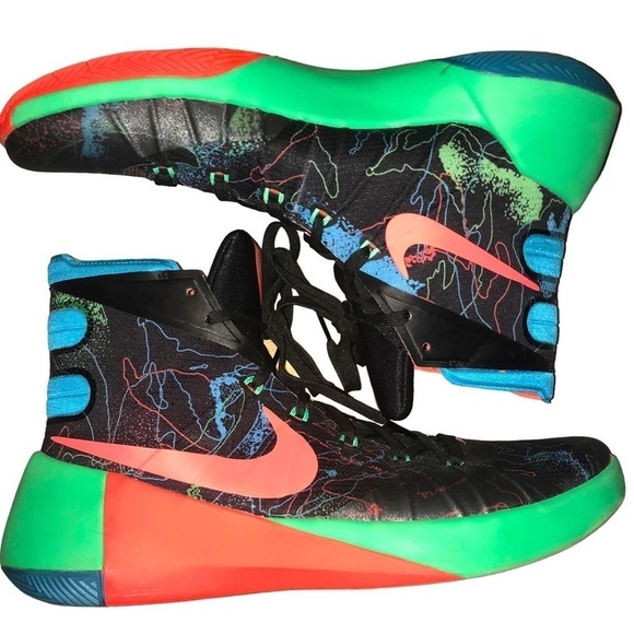 Nike Hyperdunk ‘15 Prm Ep/Hyper Dunk Premium Black Blue Lagoon HT Sneaker M 12.5 - Picture 1 of 11